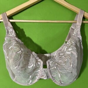 32DDD Wacoal Pink Beguiling Sheer Floral Emboidered Lace Women's‎ UW Bra #85579